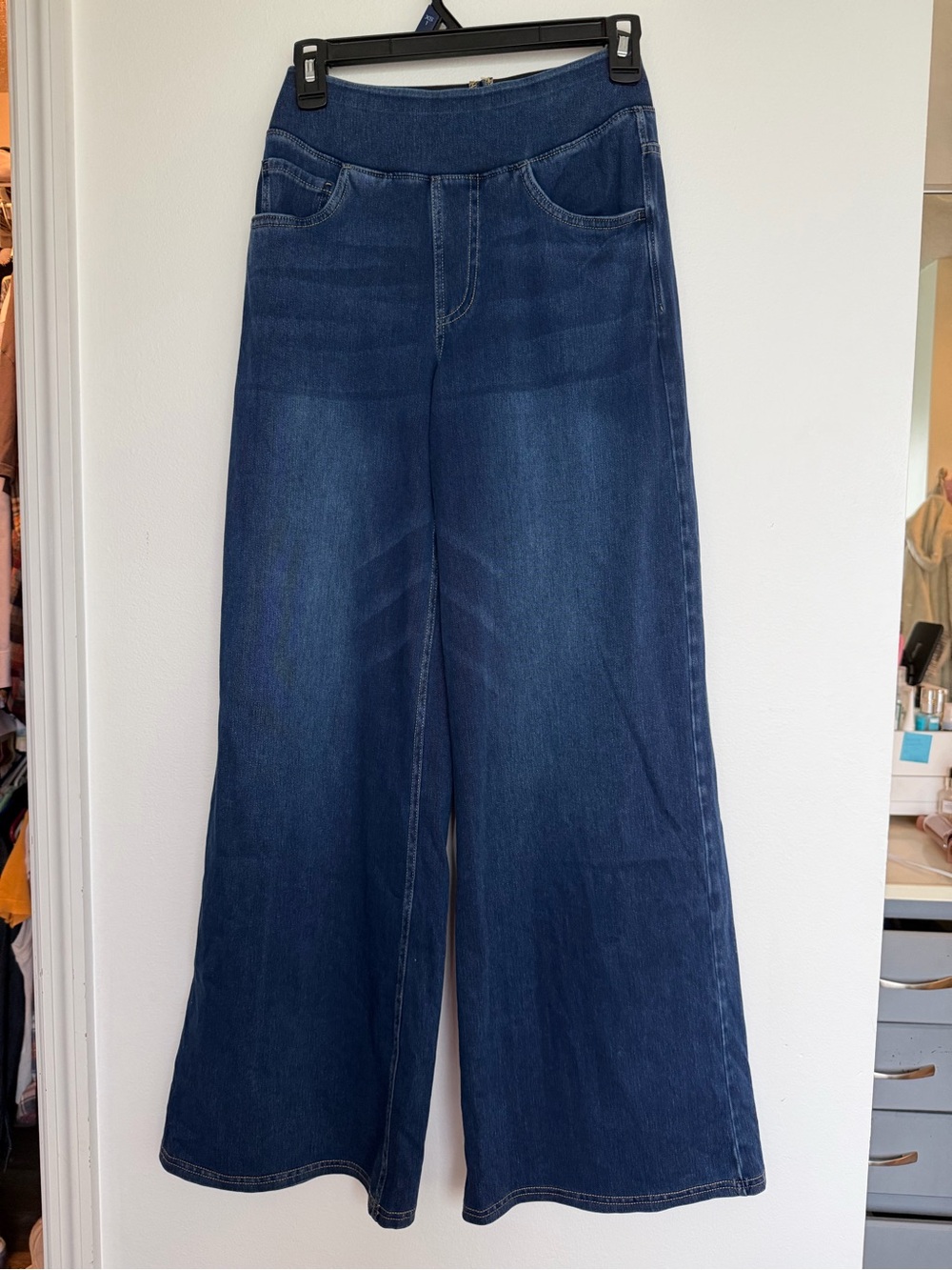 HALARA Dark Blue High-Rise Wide-Leg Jeans